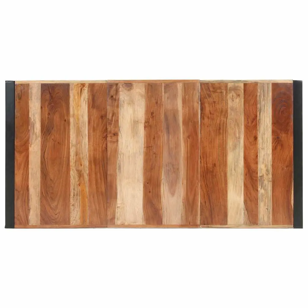 Industrial Dining Table Handmade Brown Solid Acacia Rubberwood Steel 160x80x75cm