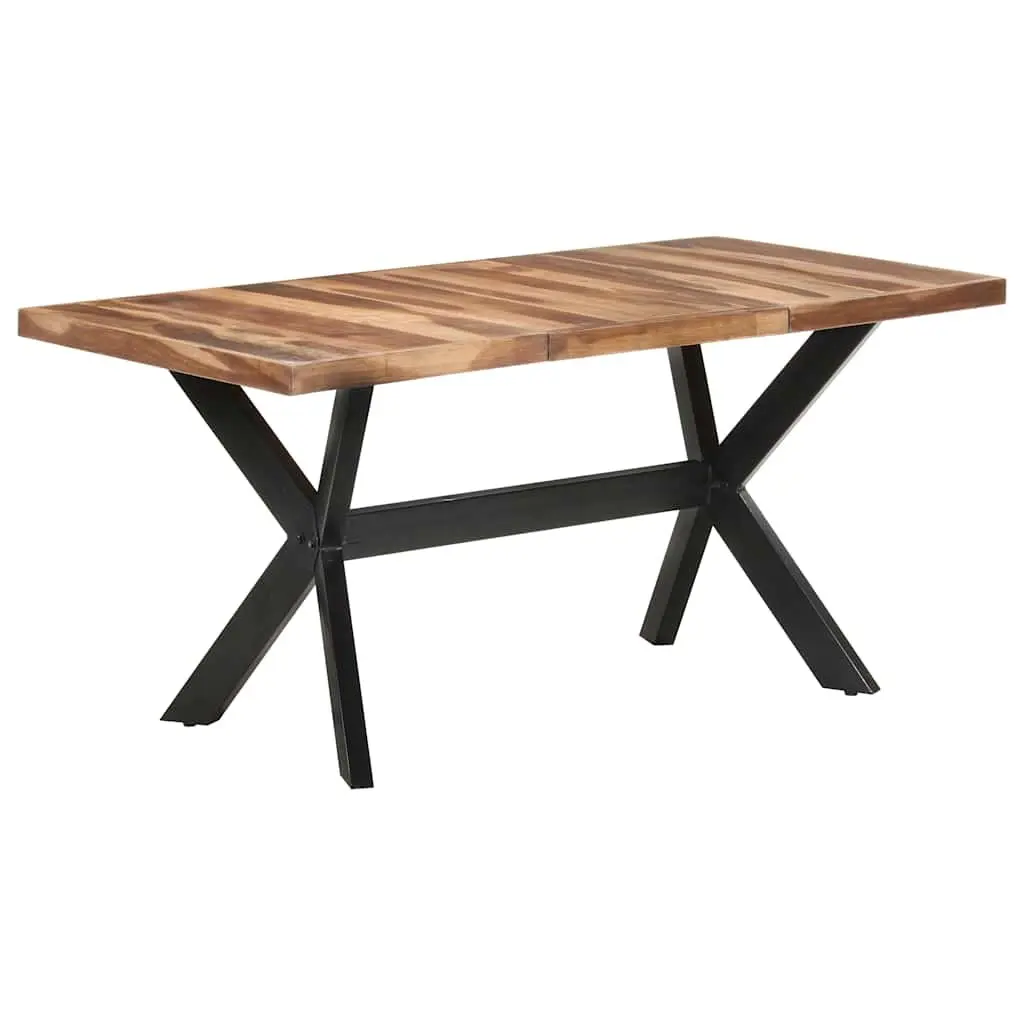 Industrial Dining Table Handmade Solid Wood 160x80x75 cm Brown Steel Legs