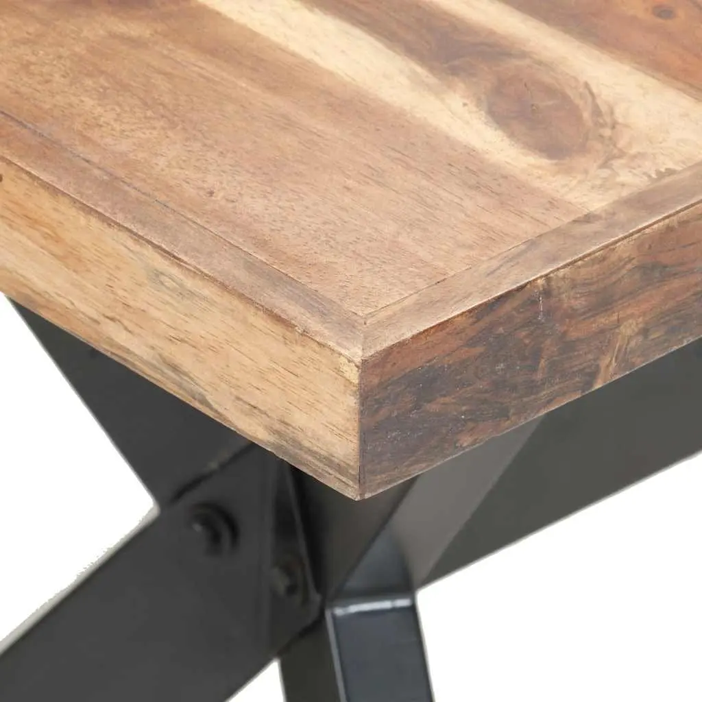 Industrial Dining Table Handmade Solid Wood 160x80x75 cm Brown Steel Legs