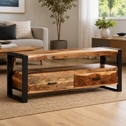 Solid Wood TV Cabinet with Storage Solutions