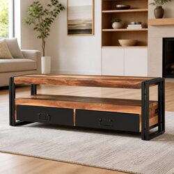 Brown Wood TV Cabinet 120x30x40 cm with Drawers