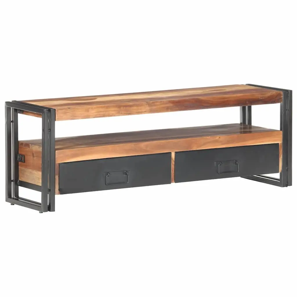 TV Cabinet 120x30x40 cm Brown Wood Storage Unit with Drawers Open Compartment