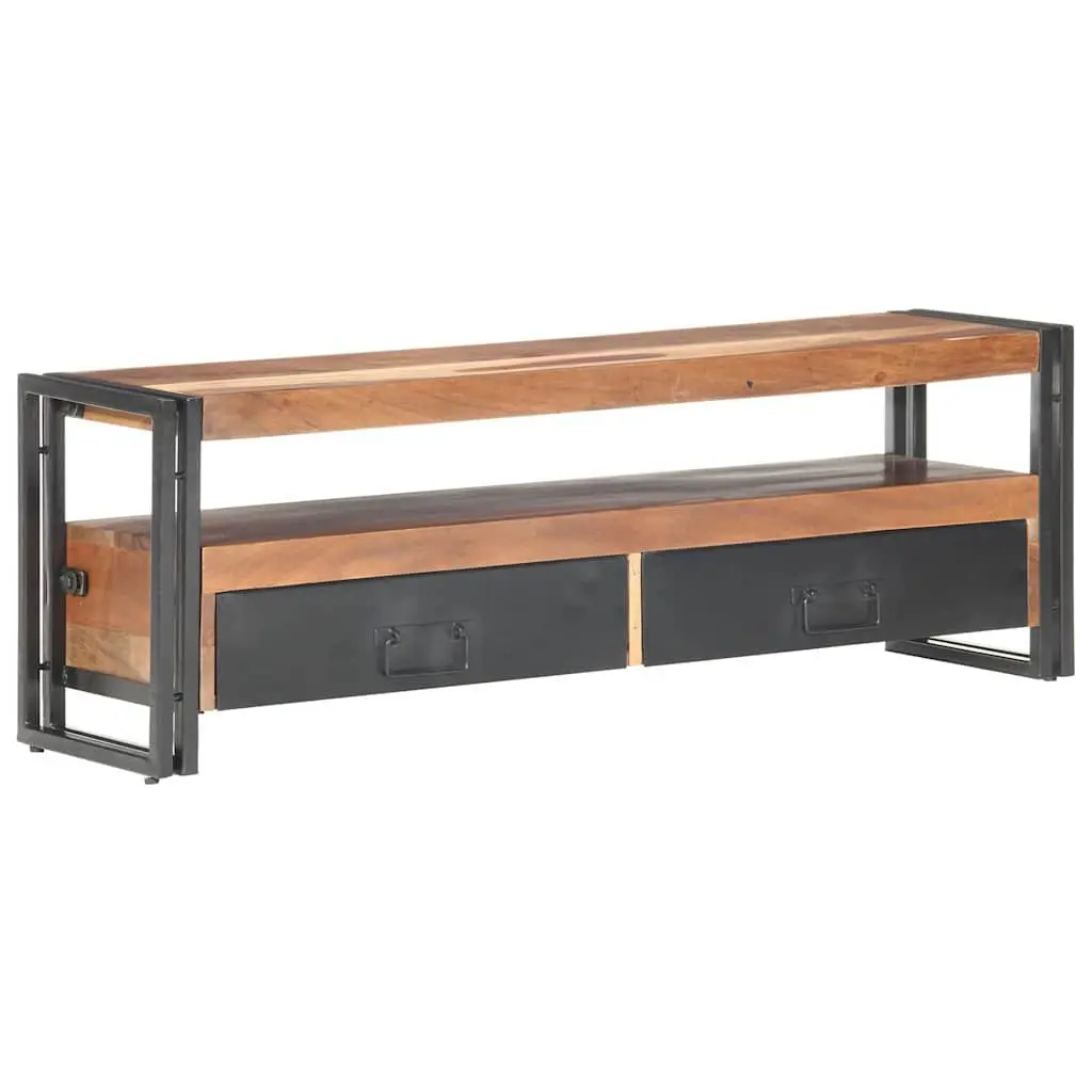 TV Cabinet 120x30x40 cm Brown Wood Storage Unit with Drawers Open Compartment