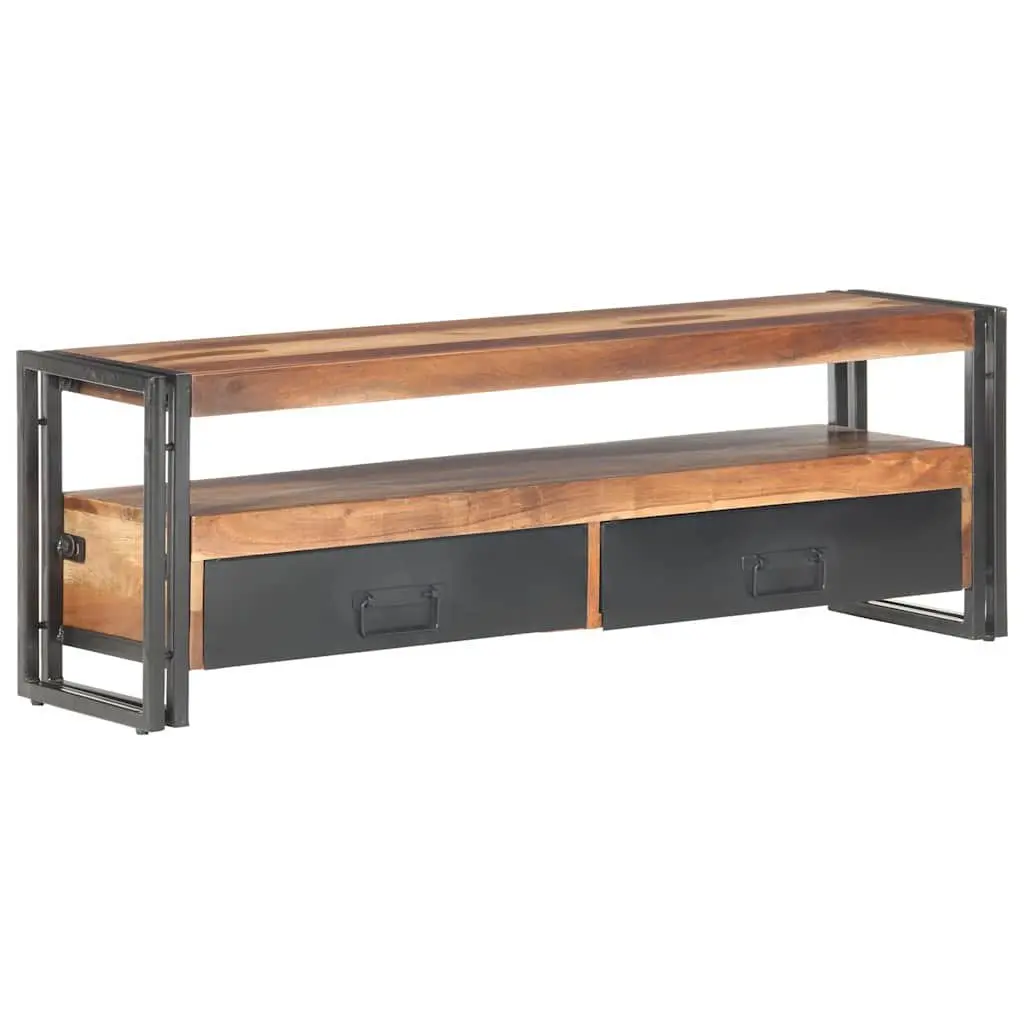 TV Cabinet 120x30x40 cm Brown Wood Storage Unit with Drawers Open Compartment