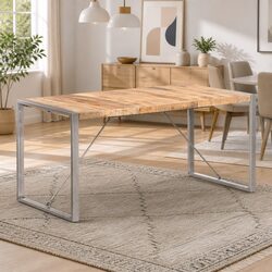 Industrial Design Dining Table 160x80x75 cm in Mango Wood