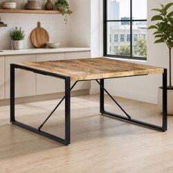 Industrial Dining Table 140x140x75 cm in Brown Wood