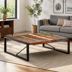 Industrial Coffee Table 120x120x40 cm Made of Reclaimed Wood