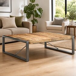 Industrial Coffee Table 120x120x40 cm Solid Mango Wood
