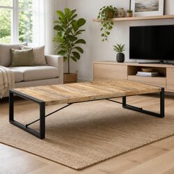Industrial Coffee Table 180x90x40 cm with Steel Legs