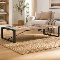 Reclaimed Wood Coffee Table 180x90x40 cm with Steel Legs
