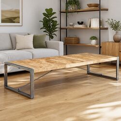 Industrial Coffee Table 180x90x40 cm with Steel Legs