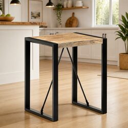 60x60x75 cm Industrial Dining Table in Solid Mango Wood