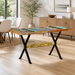 Dining Table 140x70x76 cm Reclaimed Wood and Steel