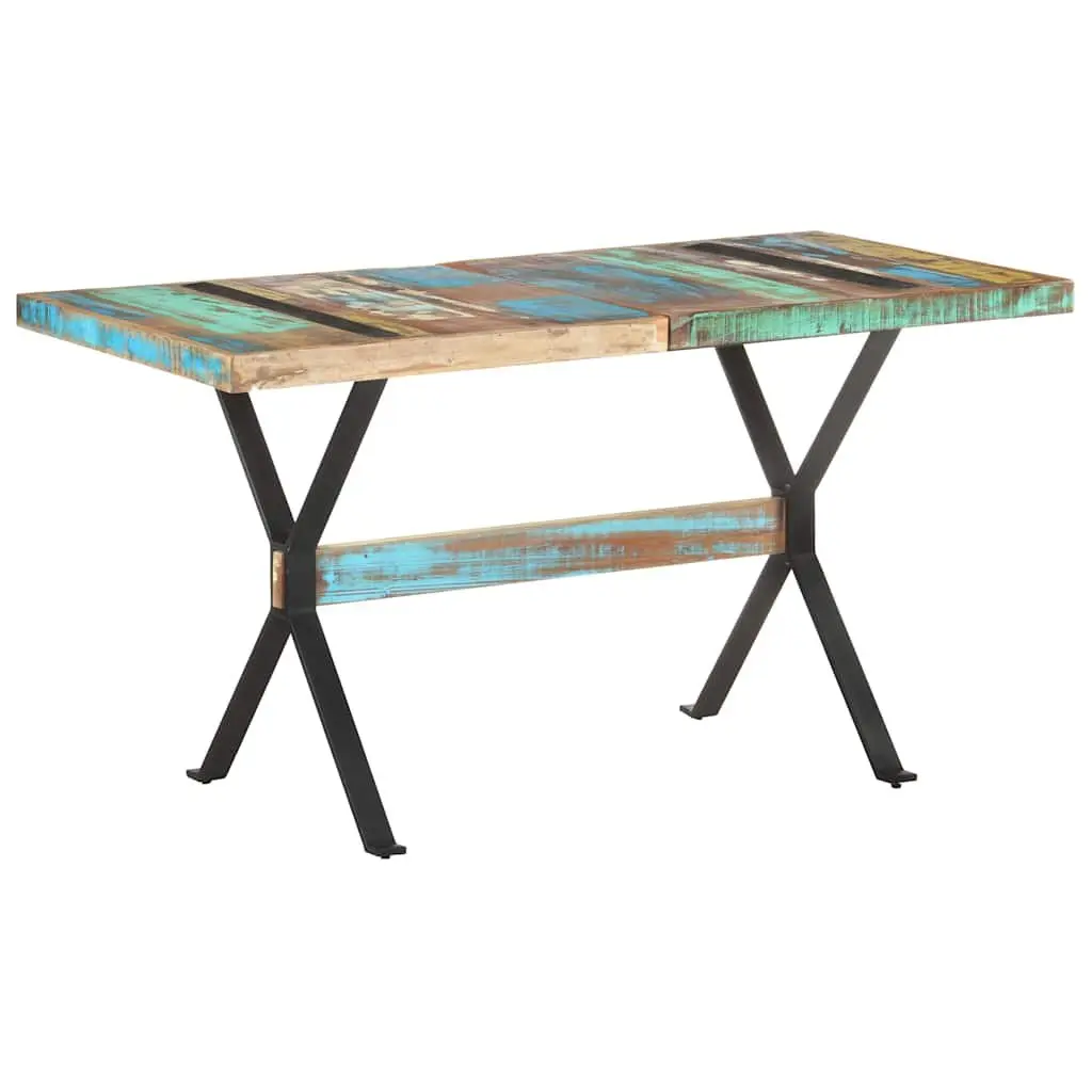 Dining Table Industrial Style Solid Reclaimed Wood 140x70x76 cm Multicolour