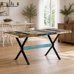 Reclaimed Wood Dining Table 160x80x76 cm Industrial Style