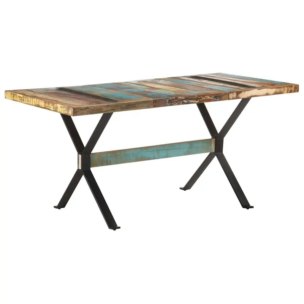 Dining Table Industrial Style Solid Reclaimed Wood 160x80x76 cm Multicolour
