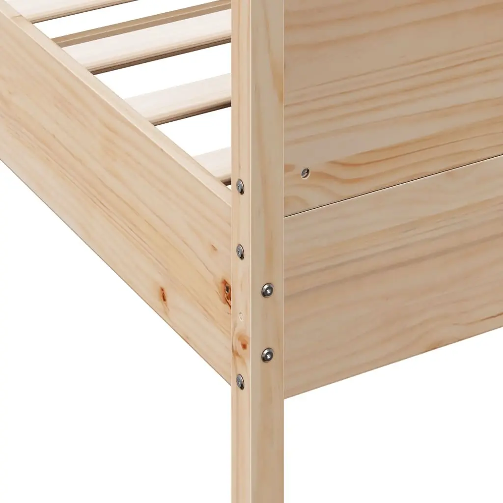 Wooden Bed Frame Pine 150x200 cm Slatted Base Headboard Footboard Brown