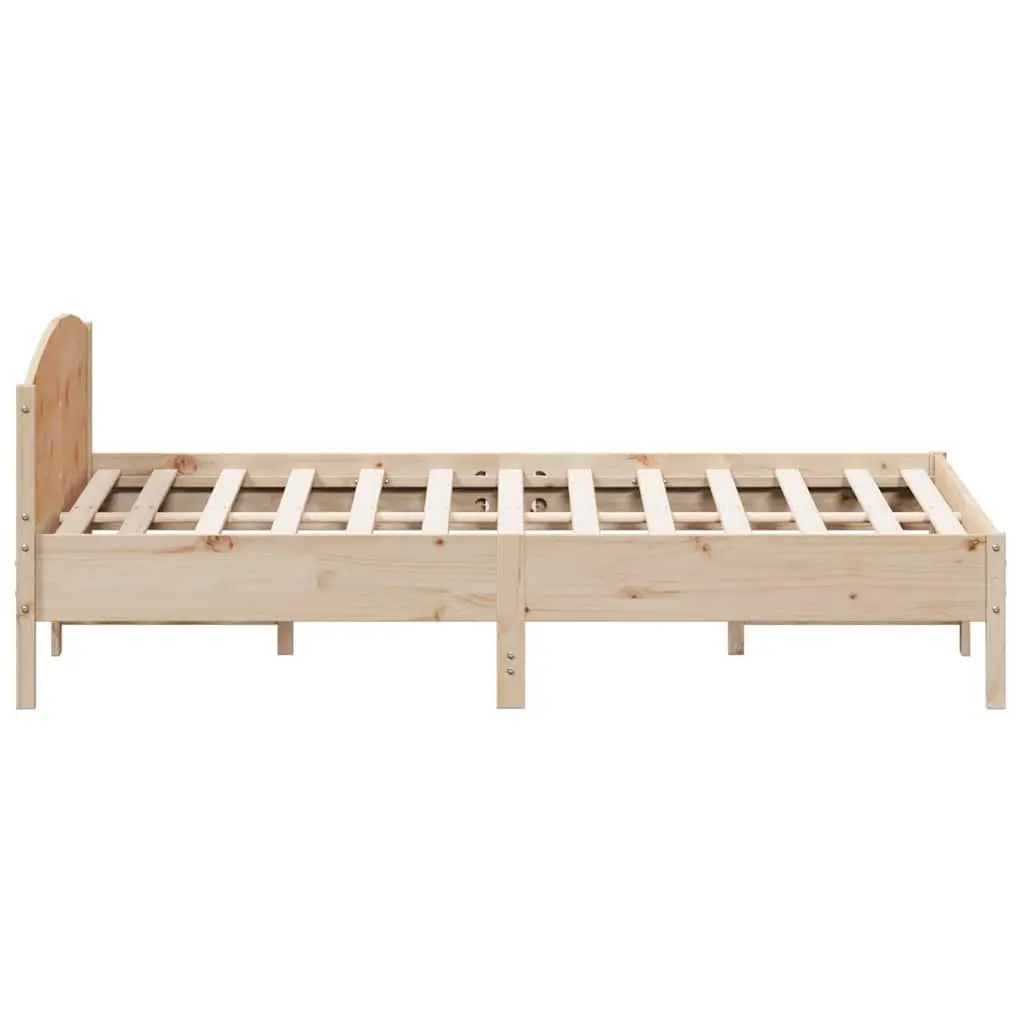 Solid Pine Wood Bed Frame Kingsize Slatted Base 183x203 cm Brown Bedroom Furniture