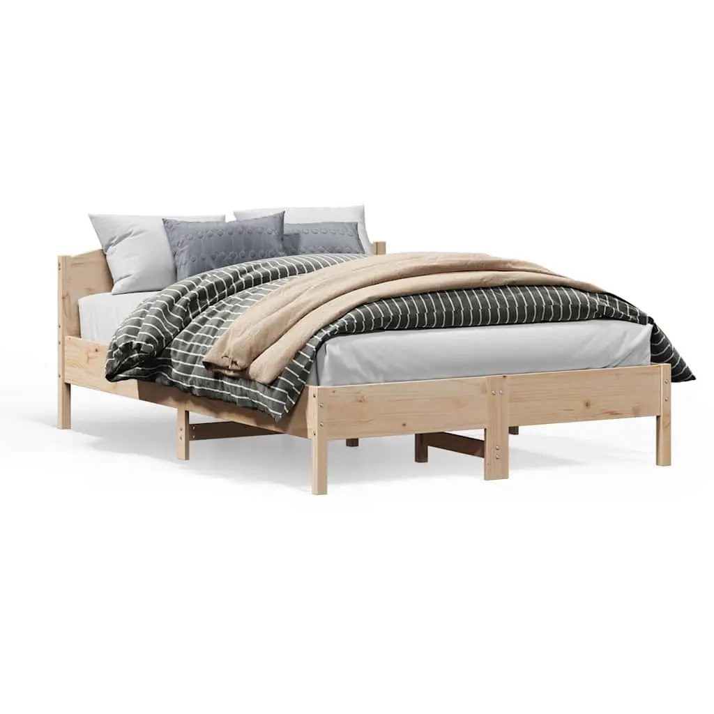 Bed Frame Solid Wood Pine Slatted Base 150x200 cm Brown