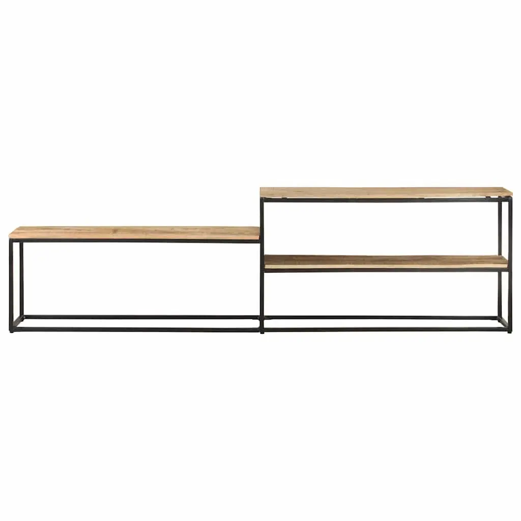 TV Cabinet Industrial Style Media Unit Rough Mango Wood 180cm Brown Storage