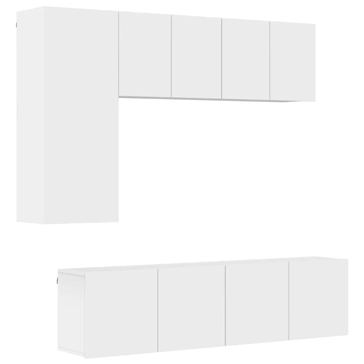 TV Wall Unit Floating Shelves Storage Cabinet 5 Piece White