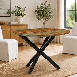 Round Dining Table 100x100x75cm Reclaimed Wood