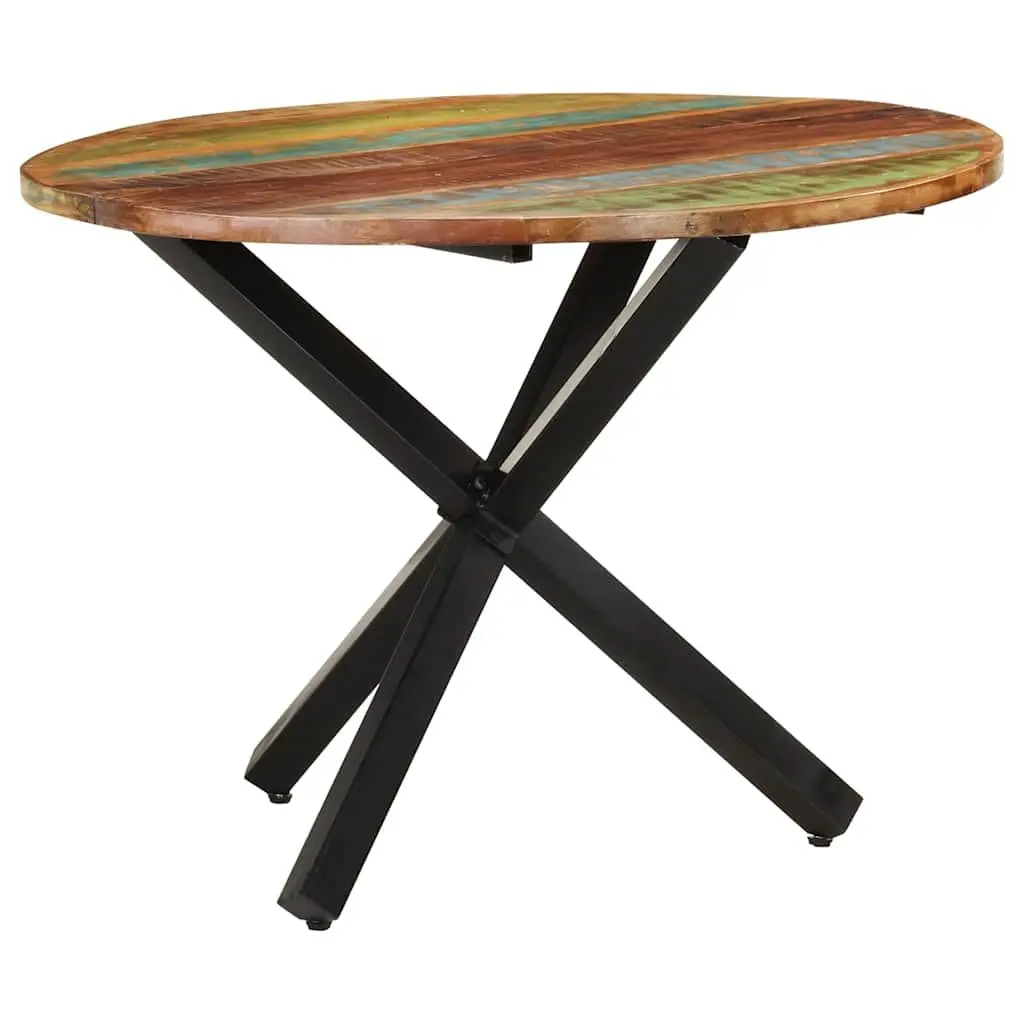 Round Dining Table Sturdy 100x100x75cm Reclaimed Wood Brown