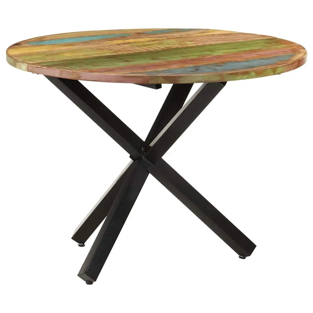 Round Dining Table Sturdy 100x100x75cm Reclaimed Wood Brown