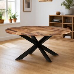 175cm Round Dining Table in Solid Acacia Wood