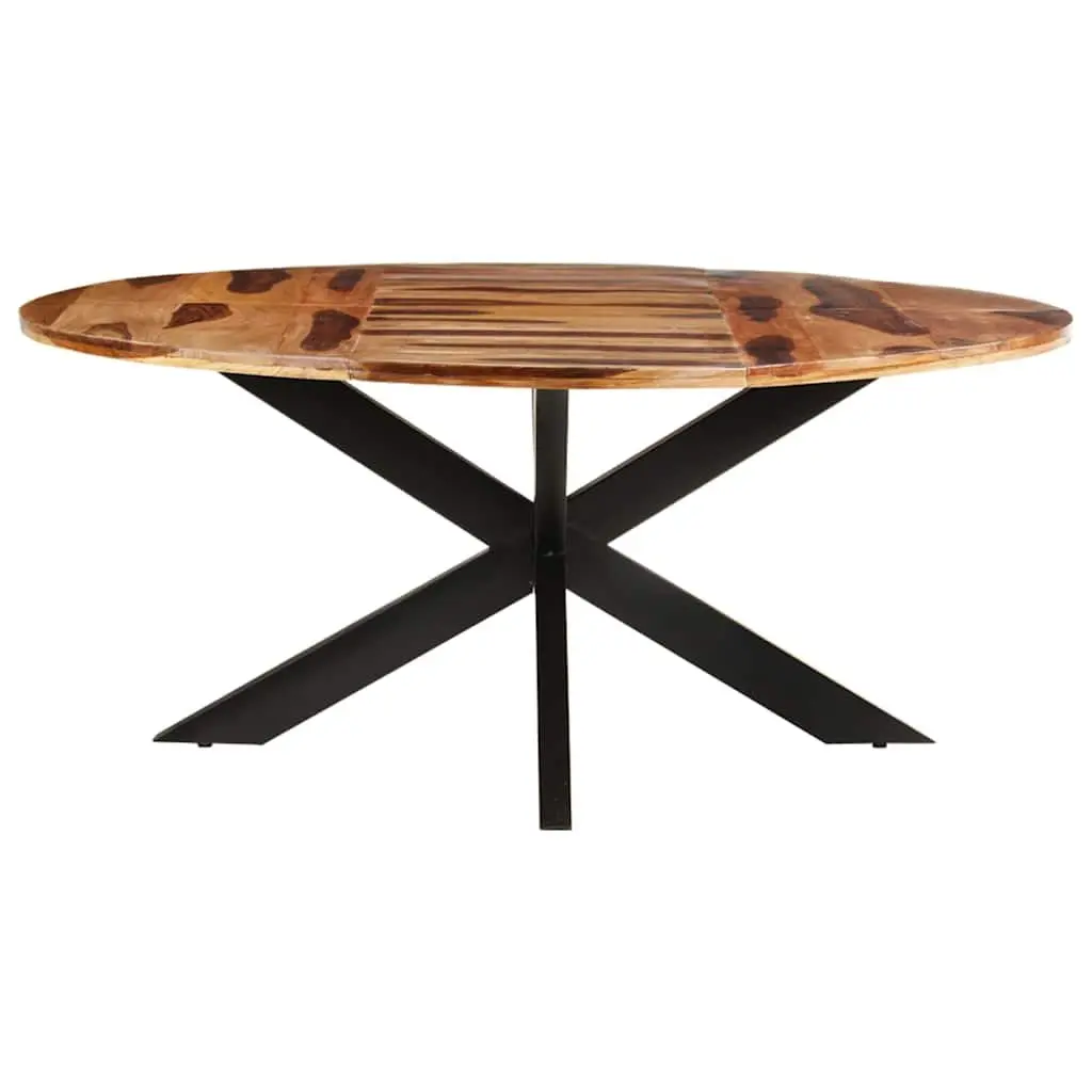 Round Dining Table Sturdy 175cm Acacia Wood Brown Honey