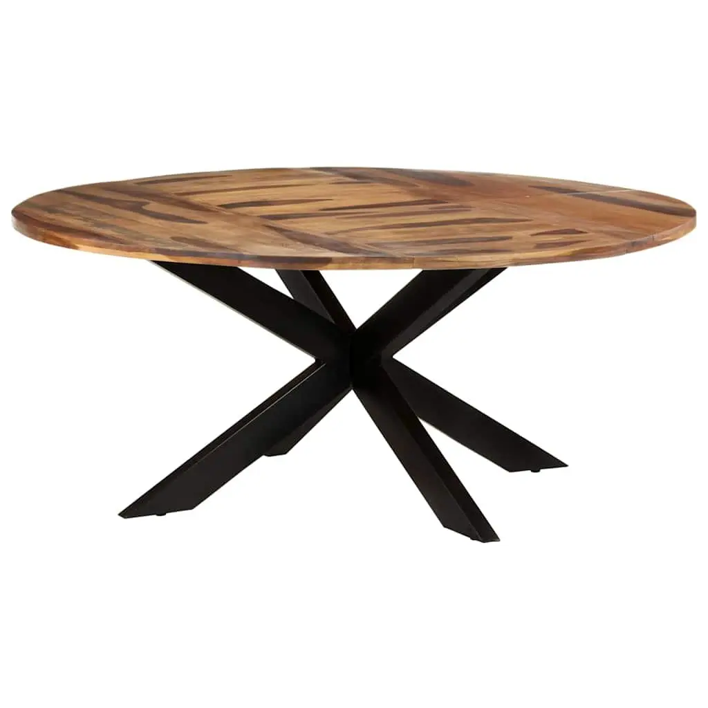 Round Dining Table Sturdy 175cm Acacia Wood Brown Honey