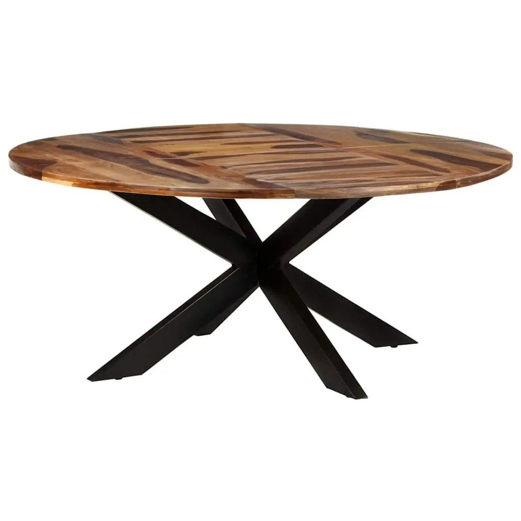 Round Dining Table Sturdy 175cm Acacia Wood Brown Honey