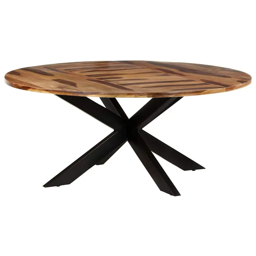 Round Dining Table Sturdy 175cm Acacia Wood Brown Honey