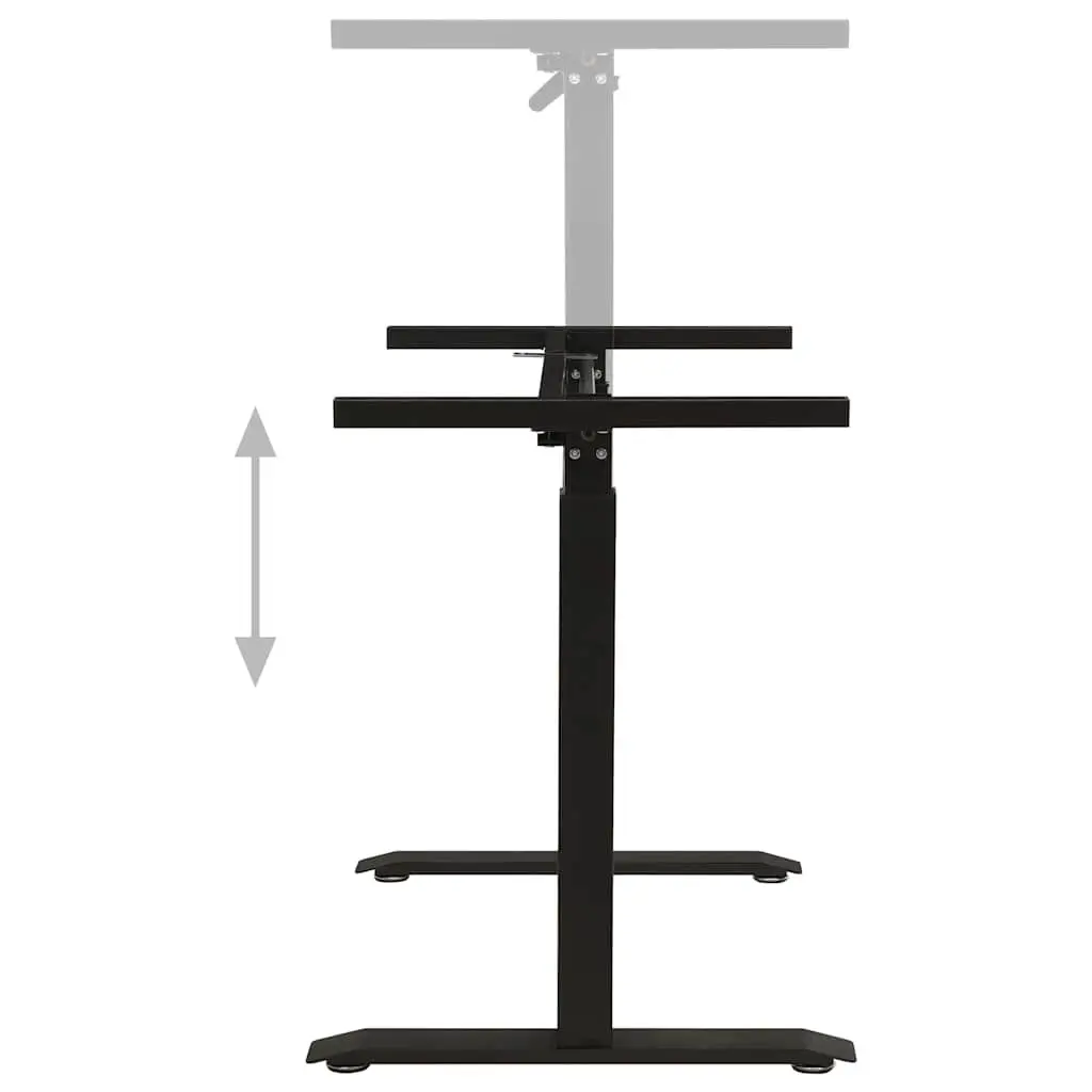 Manual Adjustable Desk Frame Black for Sit Stand Work Carbon Steel 71 to 113 cm Height