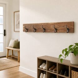 5-Hook Hall Hanger in Solid Reclaimed Wood