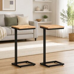 End Table with Solid Acacia Wood and Iron Legs