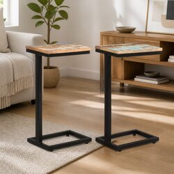 2-Pack End Tables Made of Solid Reclaimed Wood