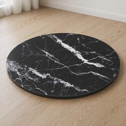 Round Tempered Glass Table Top 60cm with Black Marble Finish