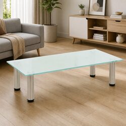 Modern Tempered Glass TV Stand with Stainless Steel Frame