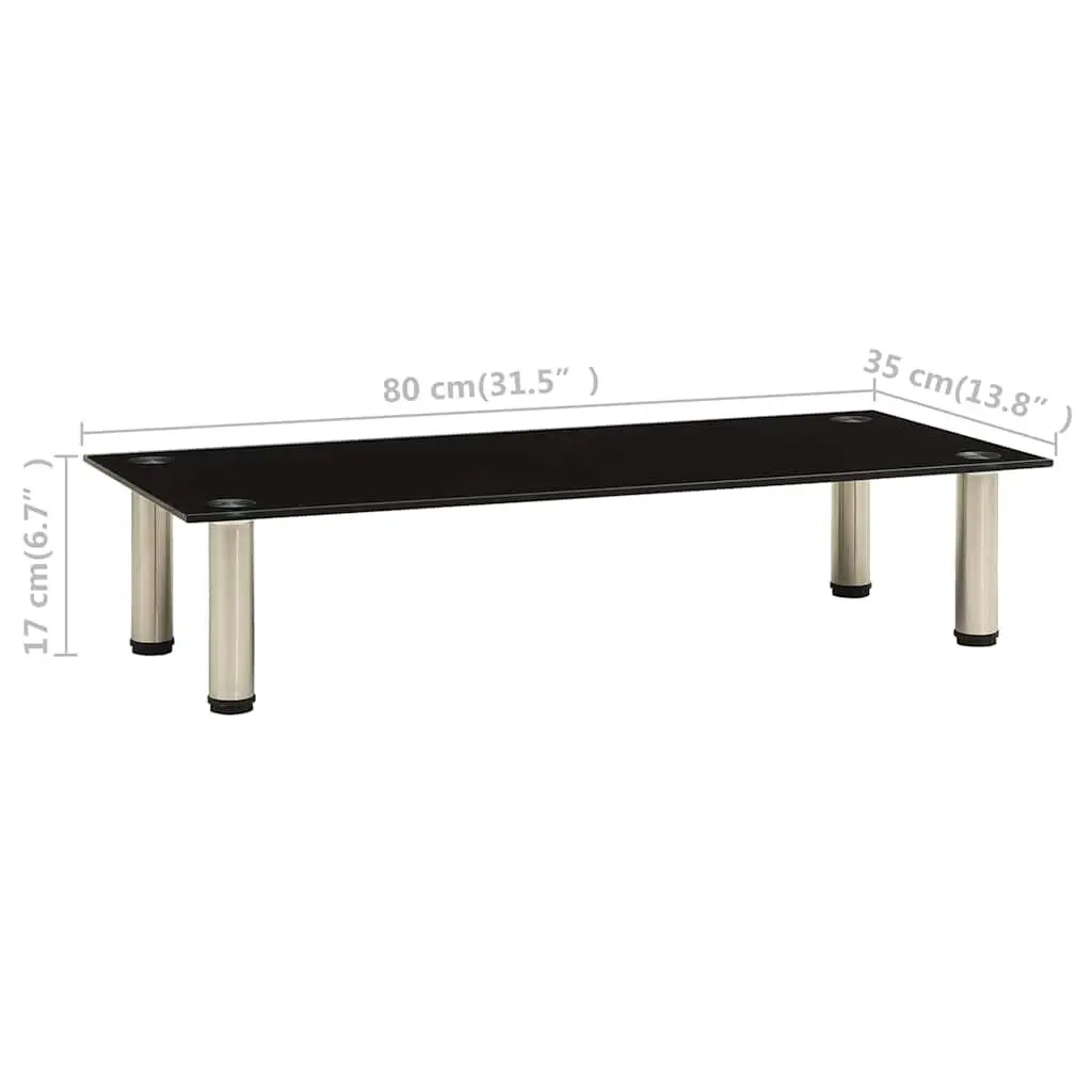 TV Stand Modern Tempered Glass Black 80 x 35 x 17 cm