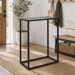 Tempered Glass Console Table with Powder-Coated Frame