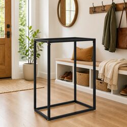 Black Tempered Glass Console Table with Steel Frame