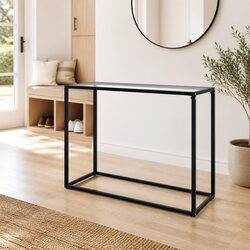 Contemporary Console Table with Tempered Glass Top