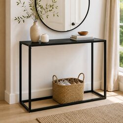 Tempered Glass and Steel Console Table in Black