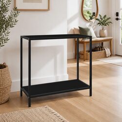 Tempered Glass Console Table with Steel Frame