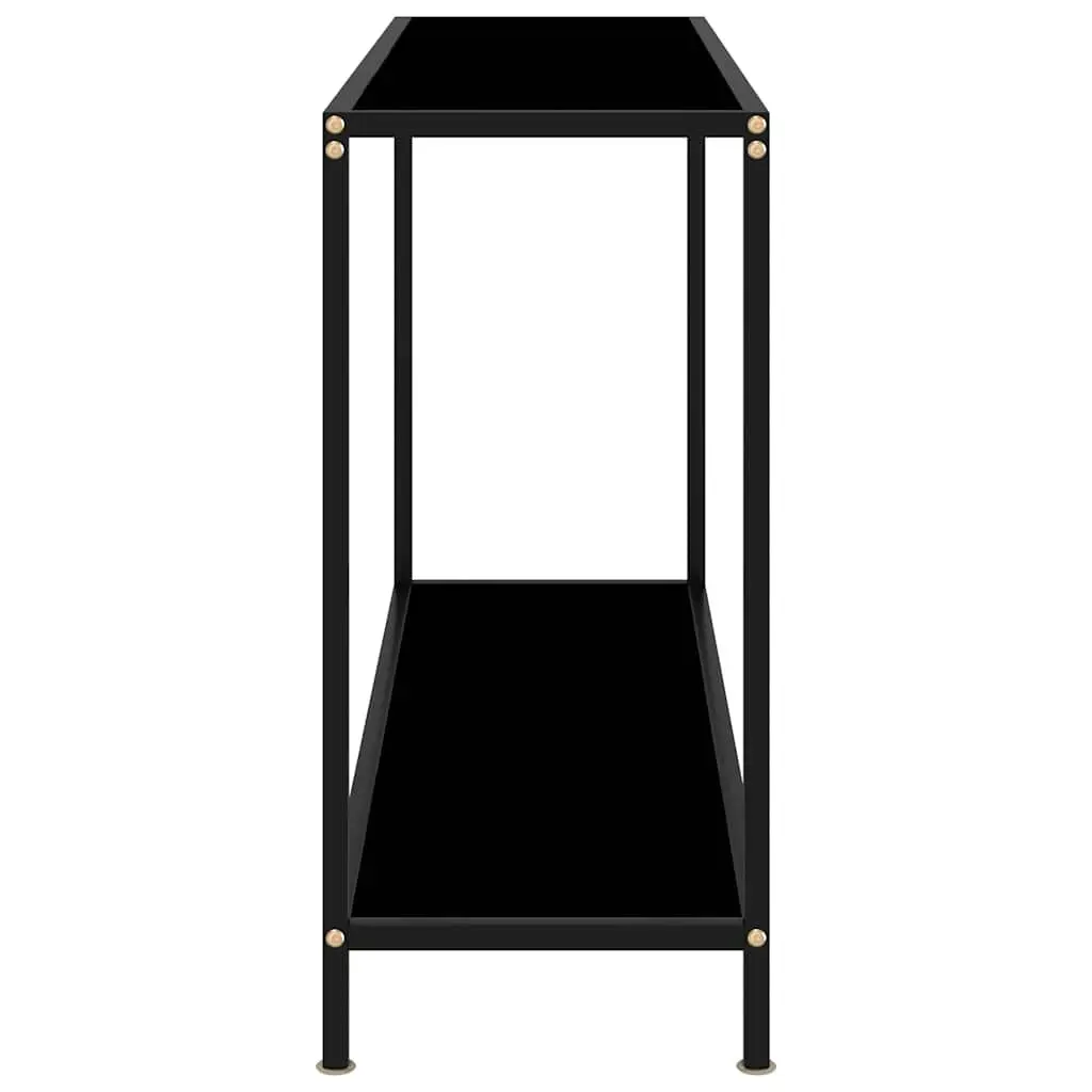 Console Table Modern Black Glass Top Steel Frame 120x35x75cm