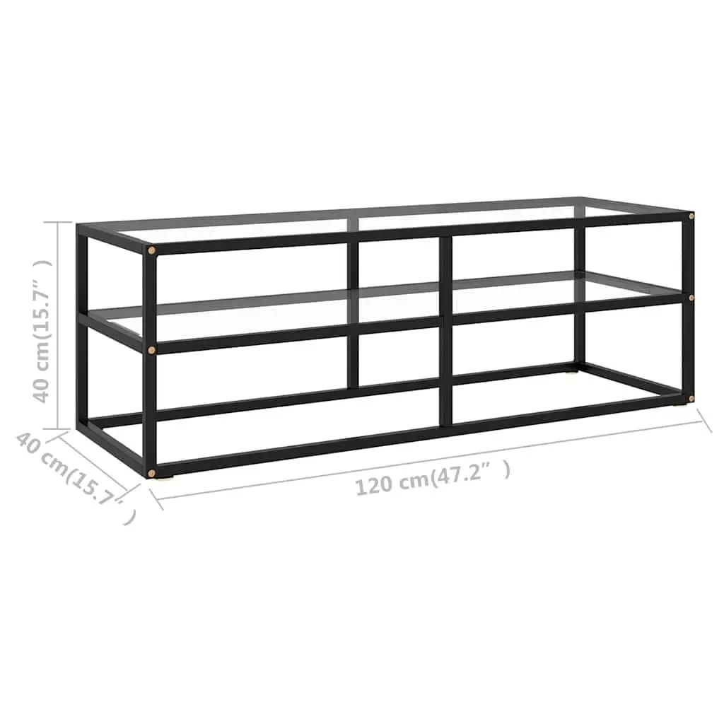 TV Cabinet with Tempered Glass Shelving Black 120 x 40 x 40 cm