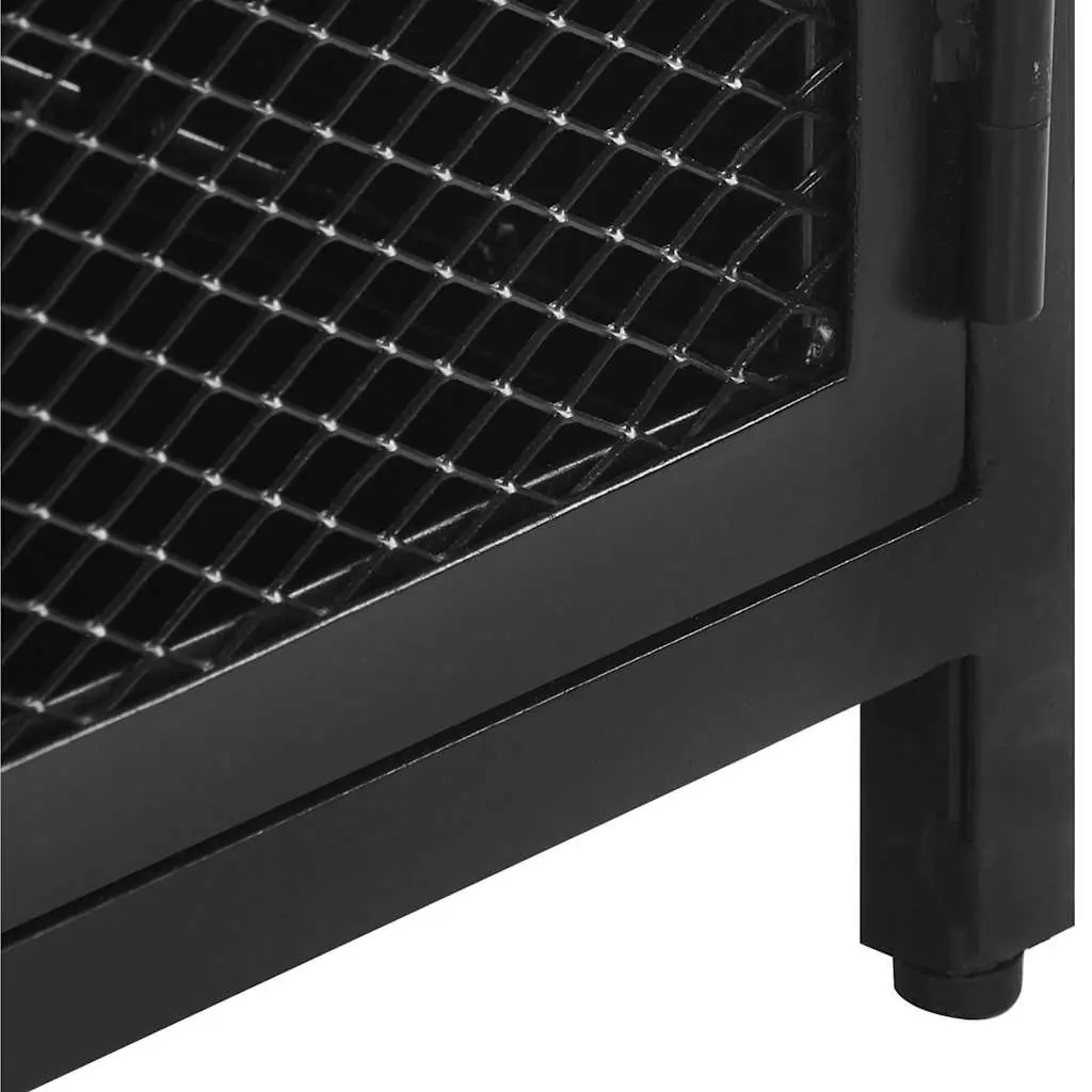 Black Industrial TV Cabinet 130x30x37cm Lowboard Solid Mango Wood