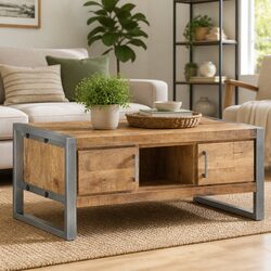 Coffee Table with Storage Compartment 95x50x40 cm in Industrial Design