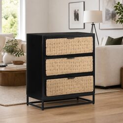 Black Mango Wood Sideboard Cabinet for Modern Spaces